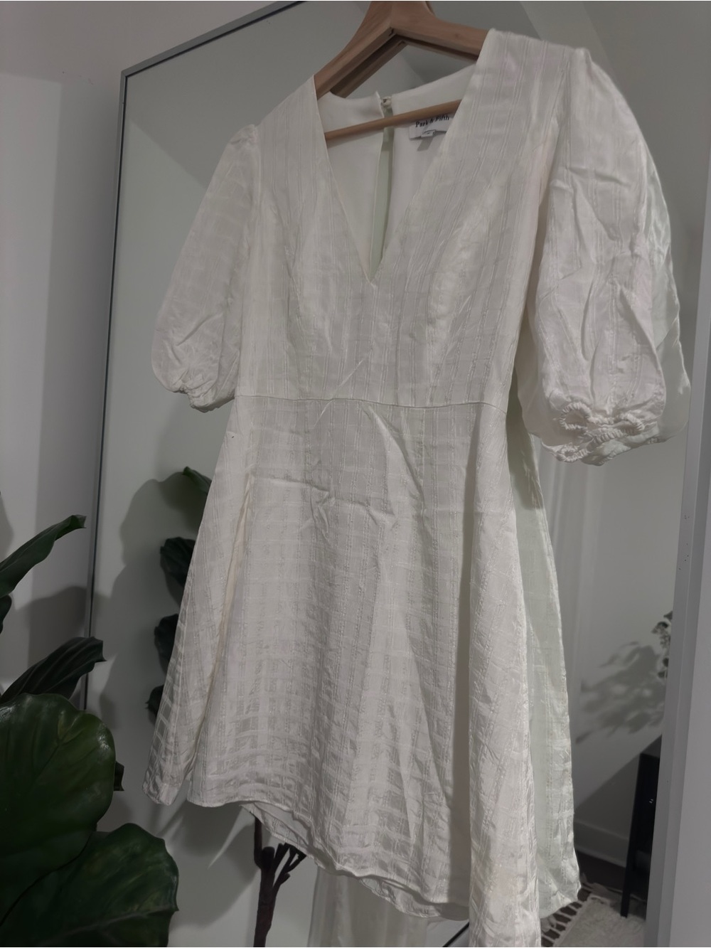 Park & Fifth White Mini Dress with Puff Sleeves